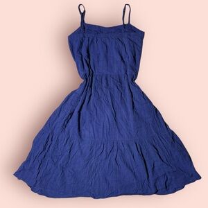 Knox Rose‎ Blue Cotton Tiered Midi Dress | Size L